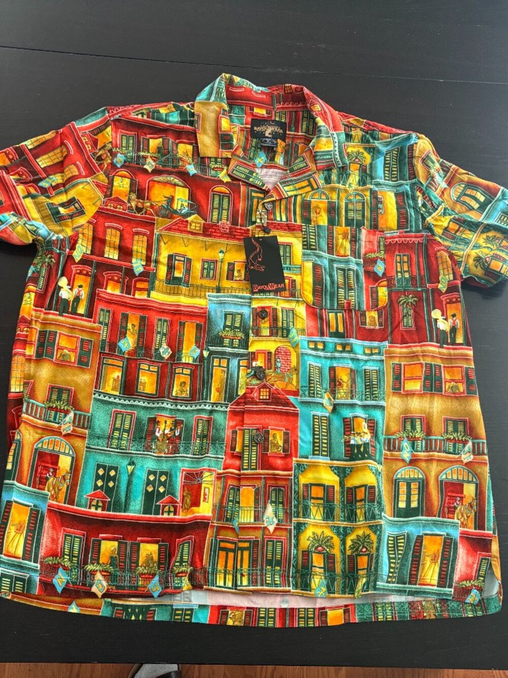 NEW Mens Art4Now Bayou Wear Rayon Hawaiian New Orleans Jazz Shirt Size Large